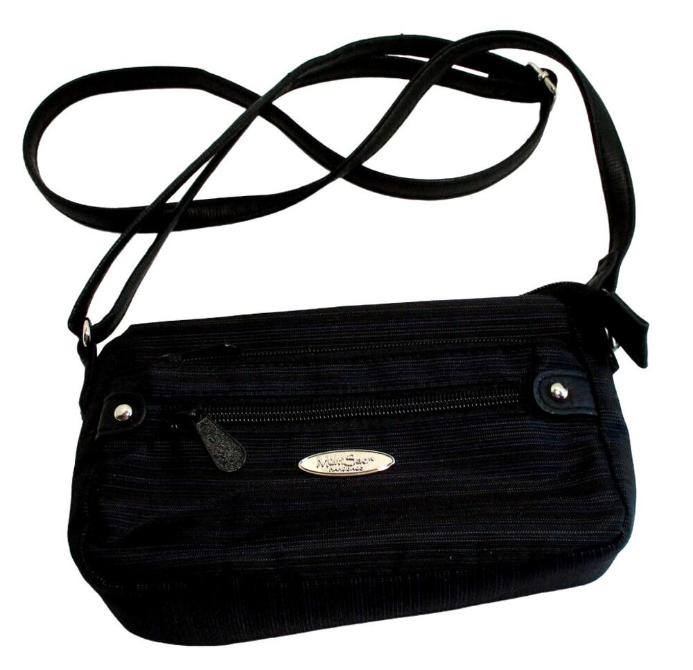 Multi Sac Cross Body Purse Black Zip Pockets Fabric